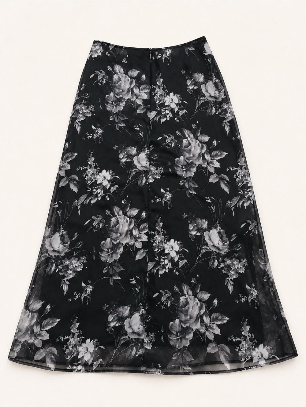Vintage Prima Donna Black Floral Sheer Overlay Maxi Skirt M